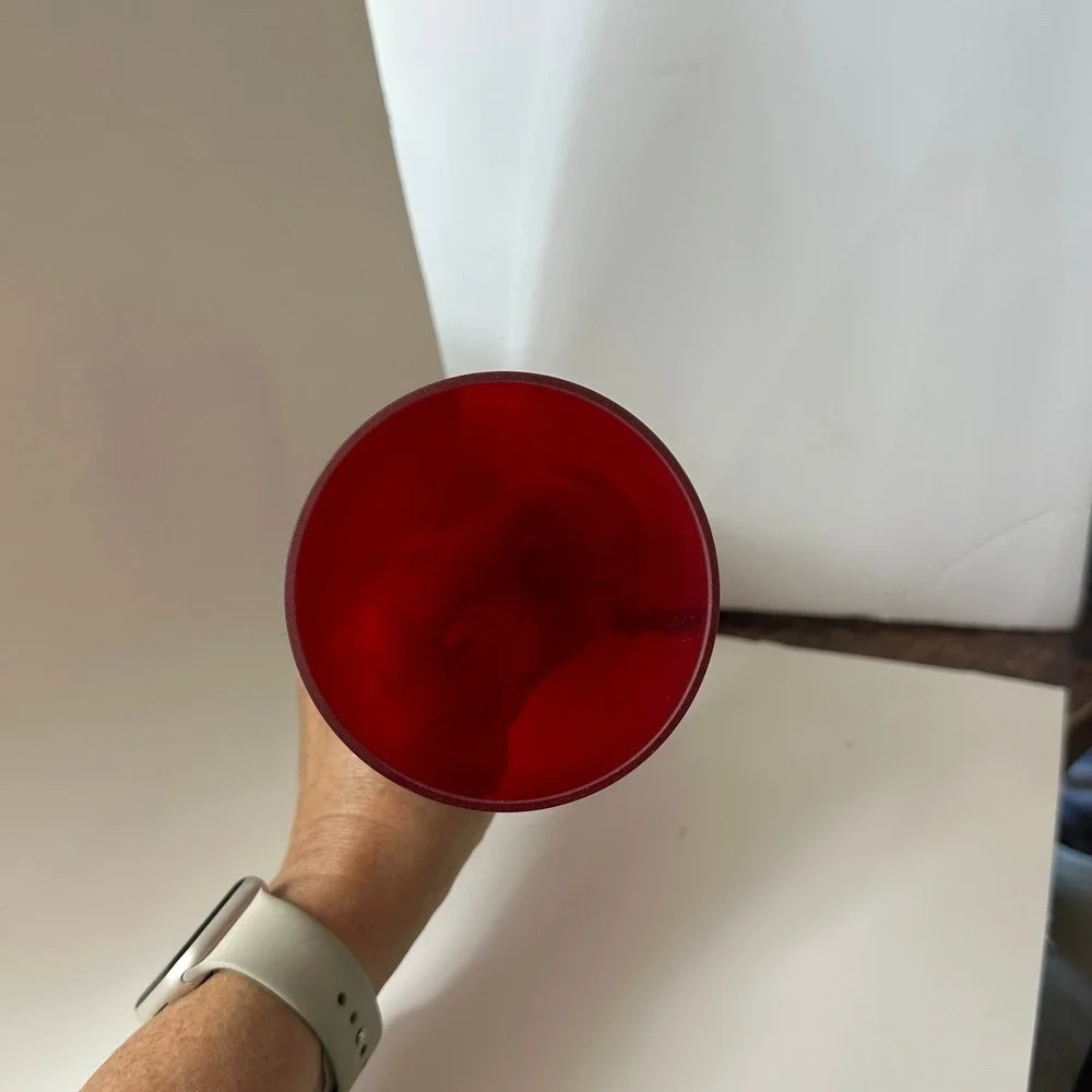 Mid Century Scandinavian Red Glass Vase tall‎ elegant